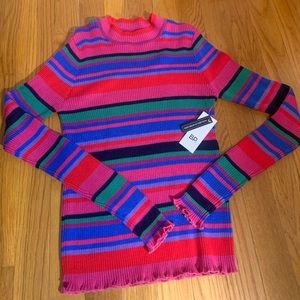 NWT BP Ribbed Lettuce Edge Stripe Sweater - SZ XXS